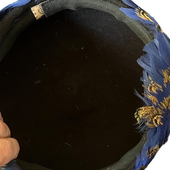 Vintage‎ Blue Feather Hat Union Made In USA - Picture 4 of 8